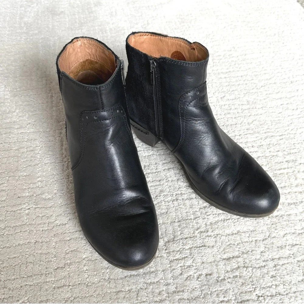 Pikolinos Black Leather Suede Ankle‎ Boots Zip Buckle 40 US 9/9.5 Comfort Moto
